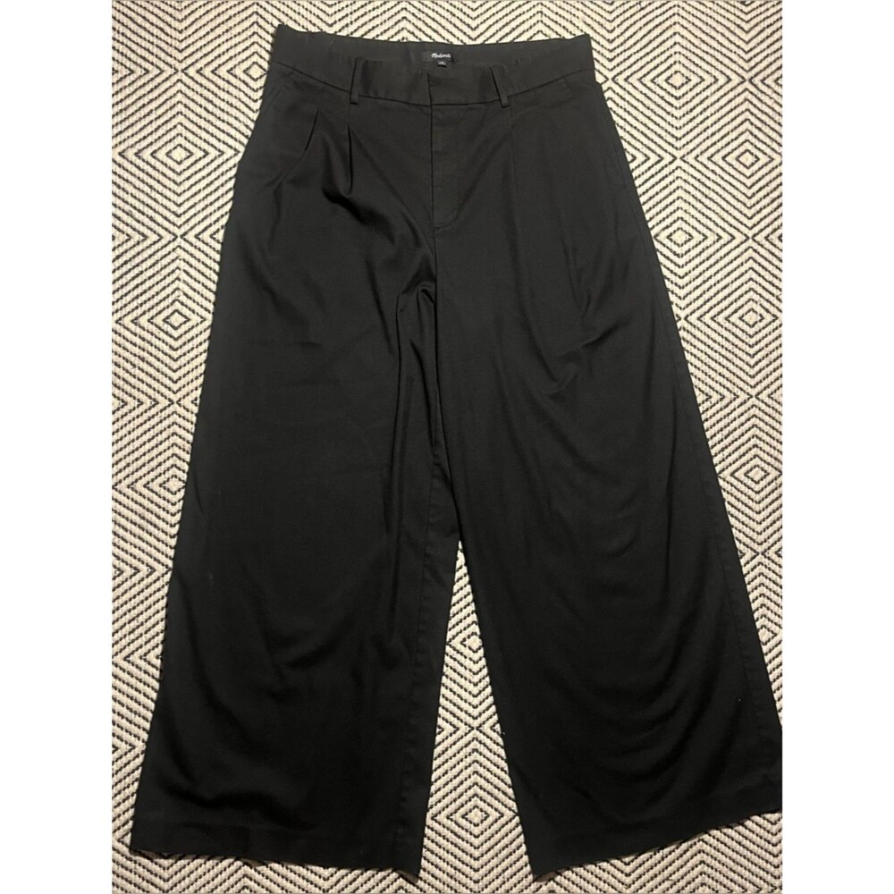 Classic black high waist pleated wide leg trousers Madewell size 10